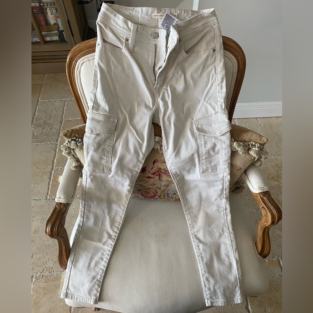 721 High Rise Skinny Ankle Levi's Women’s Light Gray Cargo Pants